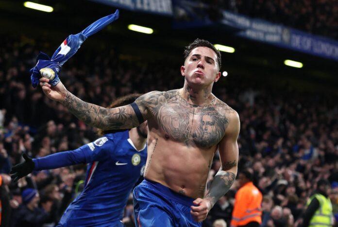 Enzo Fernández's euphoric celebration when he converted the final 3-2 (Photo: Reuters/David Klein)