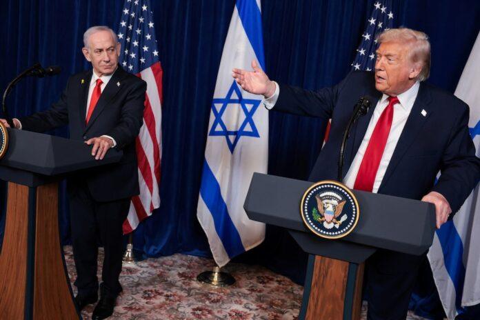 Donald Trump and Benjamin Netanyahu during an official meeting in Mar -a- Lago, (Florida, United States)