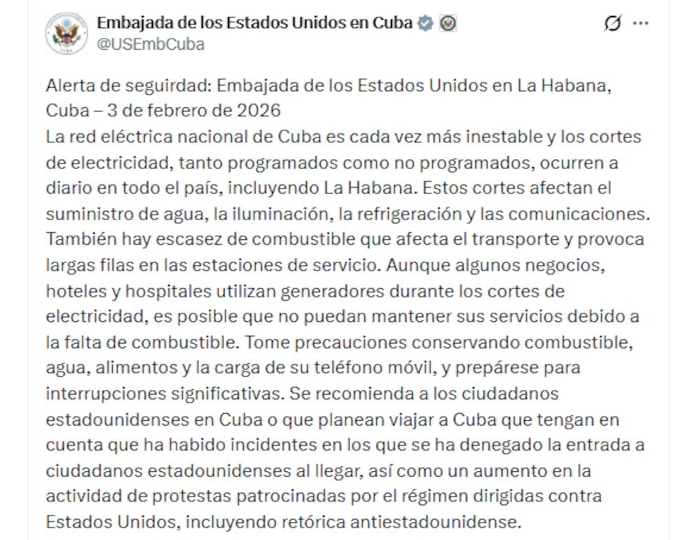 Crisis in Cuba: The United States warned about the collapse of the electrical system and the increase in hostility against its citizens