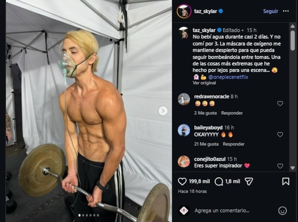 The reason Taz Skylar didn't eat or drink for two days while filming the second season of 'One Piece'