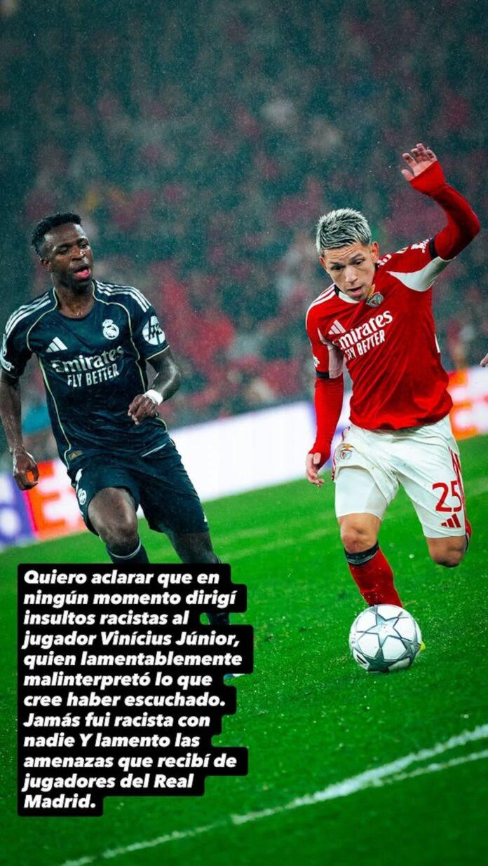 Gianluca Prestianni's statement after the episode with Vinícius