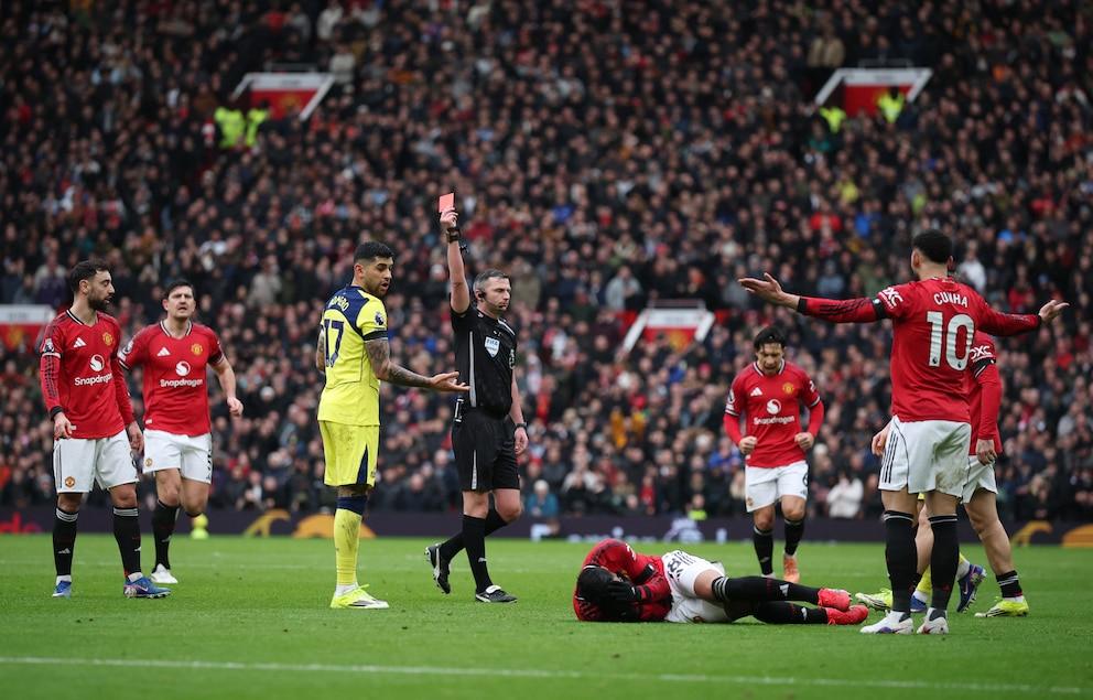 Cuti Romero's violent attack on Brazilian Casemiro that earned him a red card in the duel between Manchester United and Tottenham