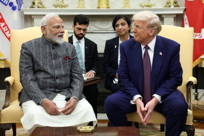 US President Donald Trump meets with Indian Prime Minister Narendra Modi at the White House, February 13, 2025 (REUTERS/Kevin Lamarque)